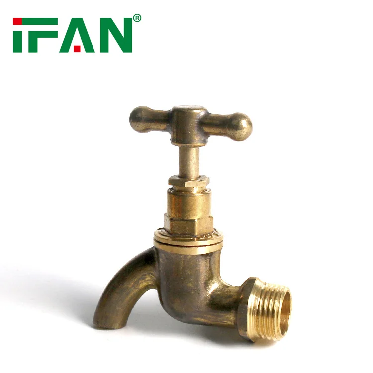 IFAN Factory Forged Copper Bib Cock Outdoor Brass Water Tap Garden Gold Color Faucet