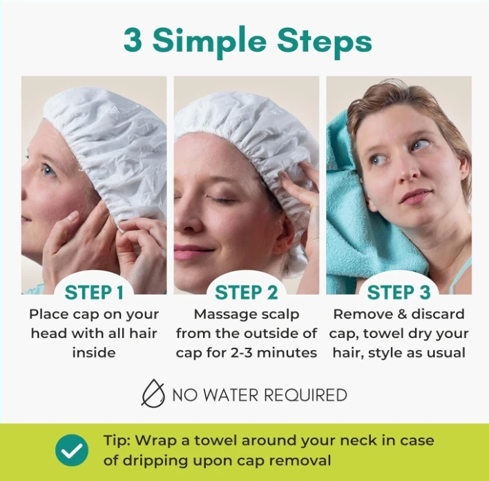 Disposable No Water Shower Caps Waterless Shampoo Dry Hair Wash Rinse Free Shampoo Cap for bedridden patients