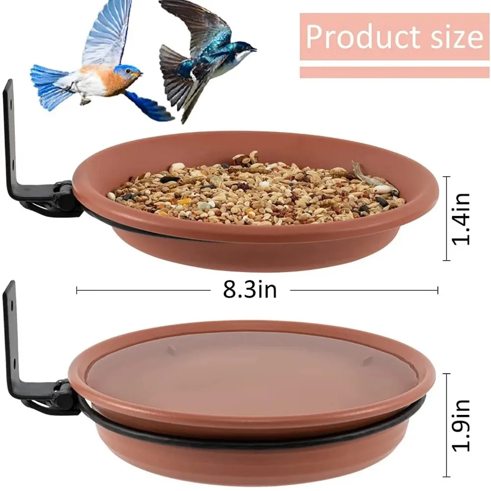 2 Bird Trays Tree Mounted for Bird Feeder Bird Bath Bowl Installed on Wooden Fence Wall
