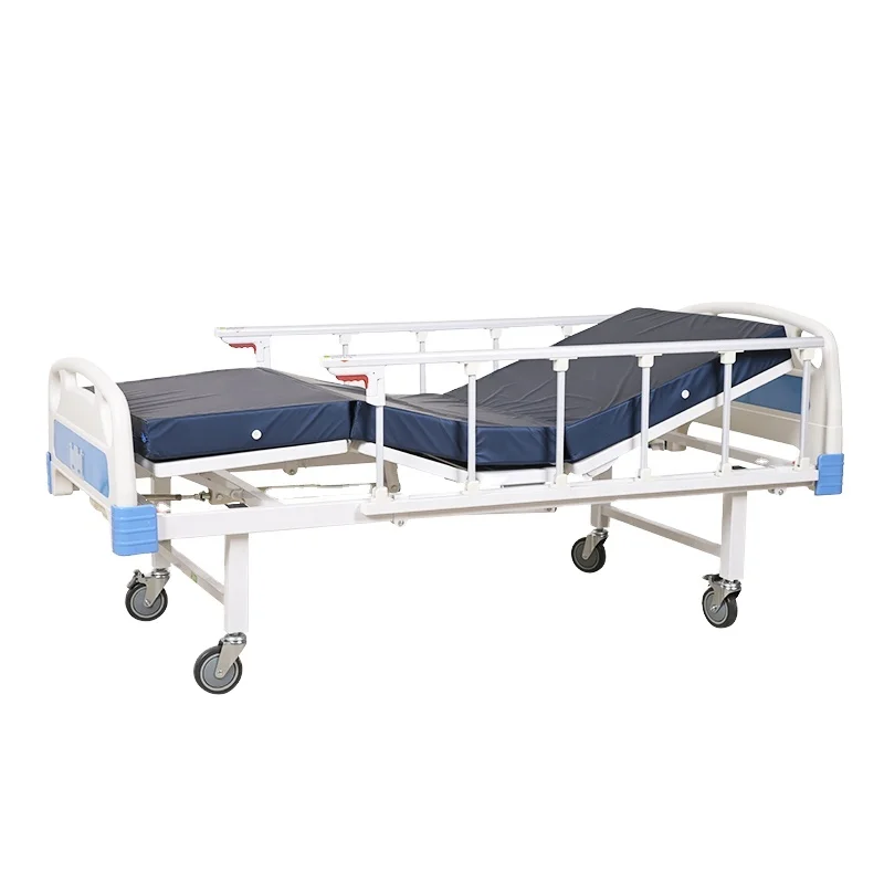 Adjustable Hospital Beds Medical Equipment Furniture 2 Crank Manual Hospital Bed Metal Steel Electric