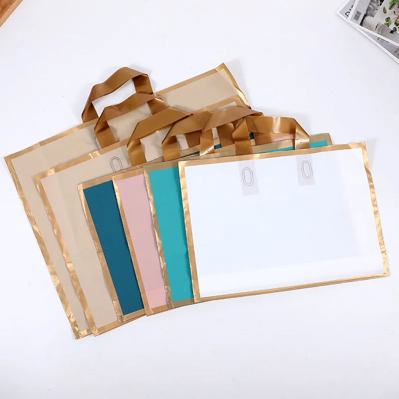 EVA frosted  plastic soft loop shopping carry poly gift promotion retailer tote bags for garments grocery beauty shop
