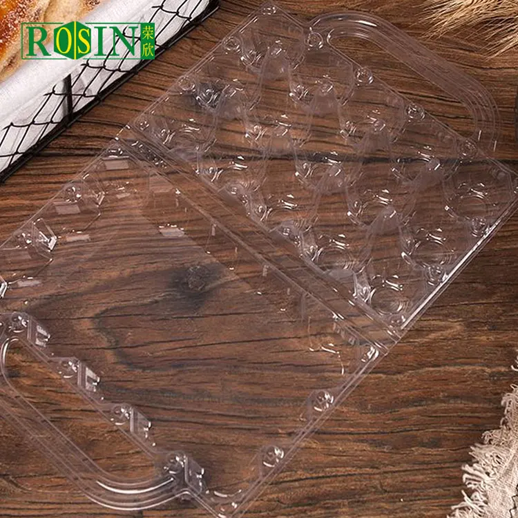 wholesale 15 18 30 cell disposable clear plastic chicken egg tray with lid clamshell quail egg tray packaging with handle