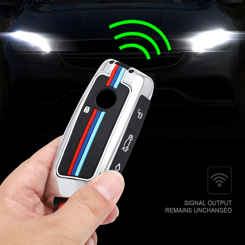 Remote Key Shell Zinc Alloy Cover with Metal Keychain Smart Car Key Case Protection Suitable for Bmw X7