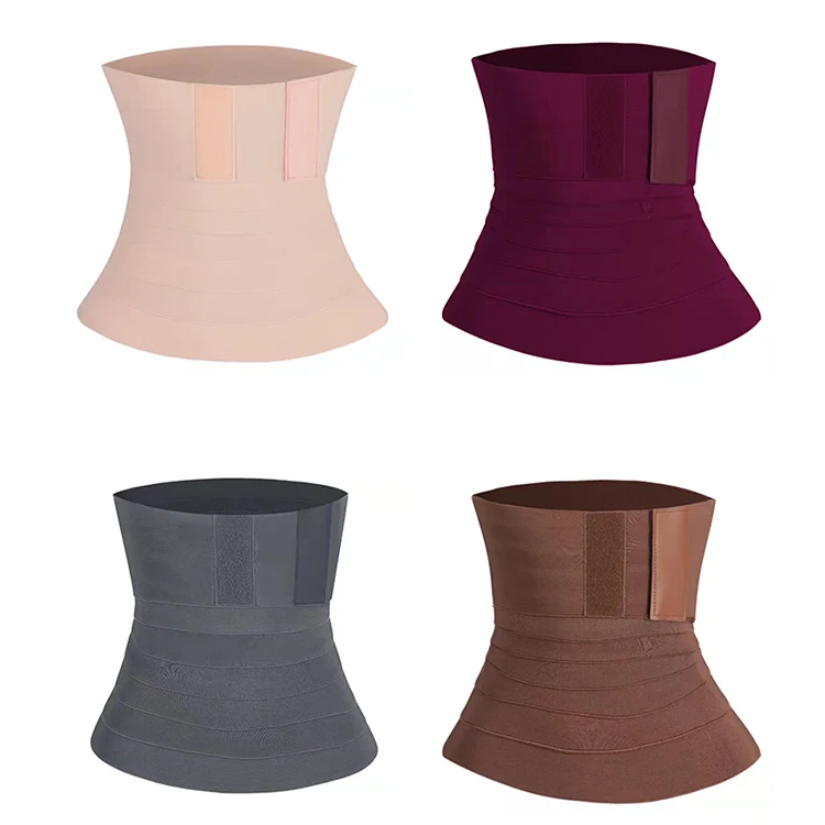 Free Size Custom Logo Bandage Tummy Belly Wrap Waist Trainer Belt Slimming Bands Adjustable Waist Wrap with Loop