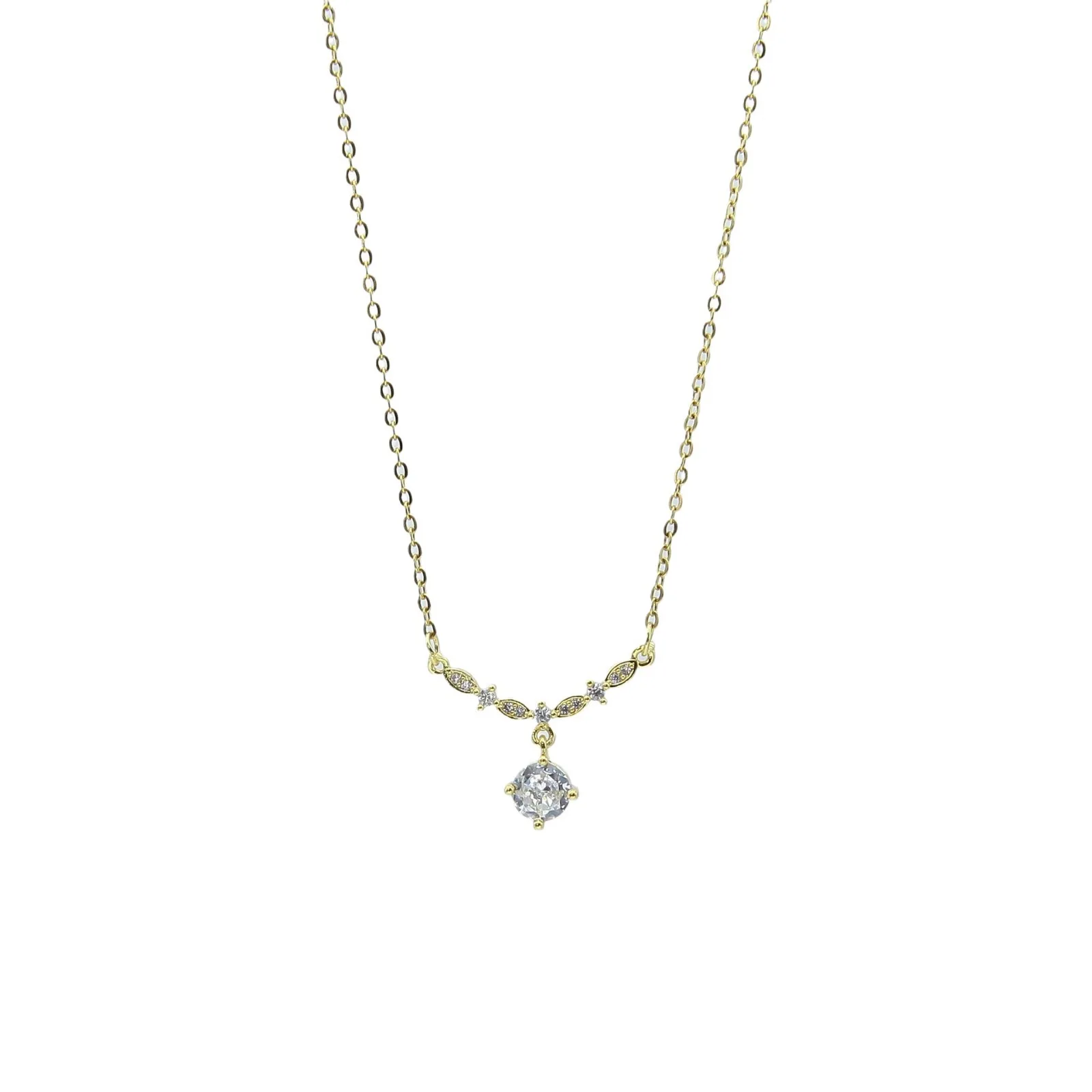 Shining Micro Zirconia Stainless Steel Chain Cz Brass Geometric Necklace Sparkling Cubic Zirconia Choker Necklace