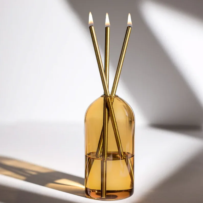 Новая креативная Бездымная Экологически чистая вечная металлическая трубчатая масляная свеча с керамической или стеклянной чашкой