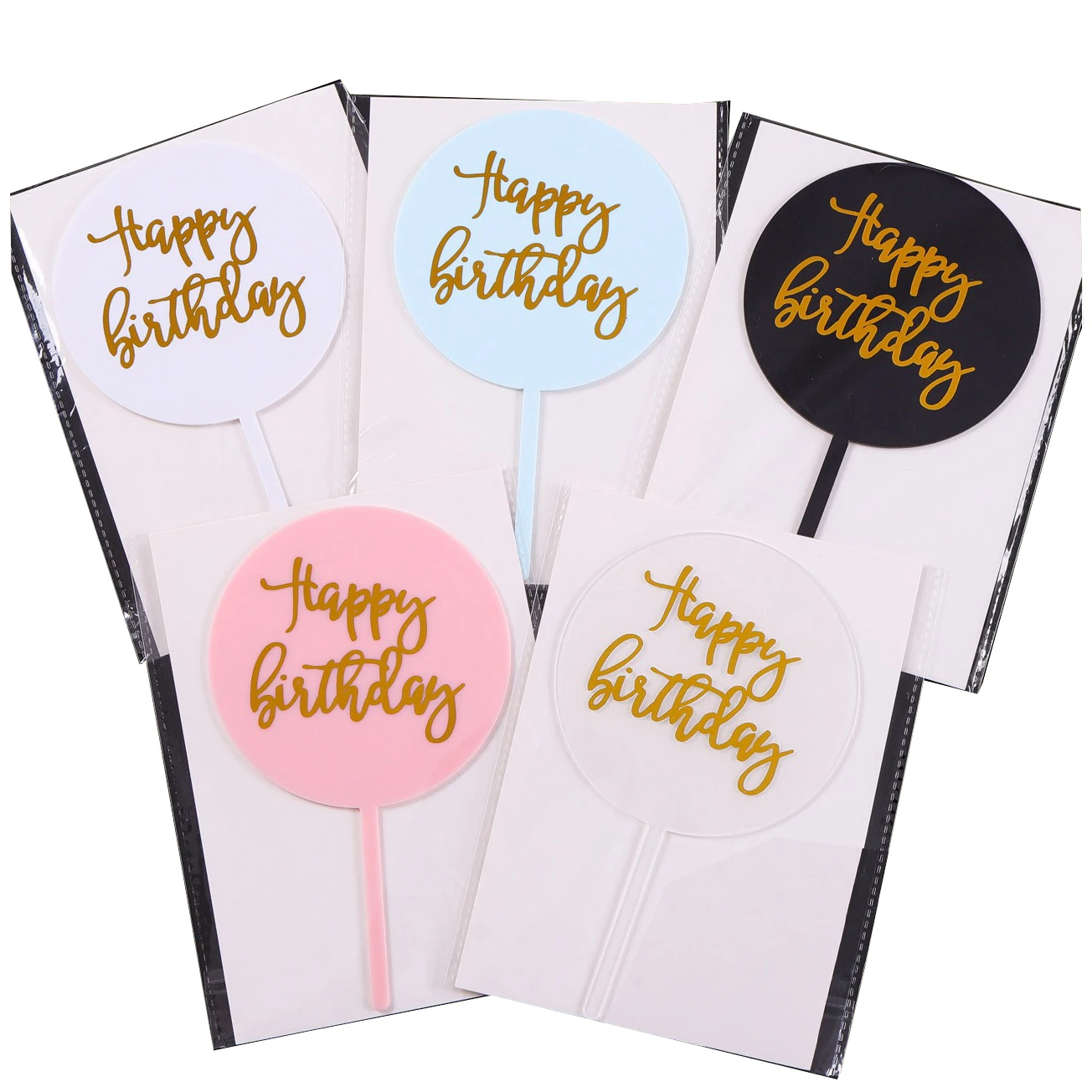 Round acrylic birthday insert flag cake card decoration acrylic happy birthday cake topper