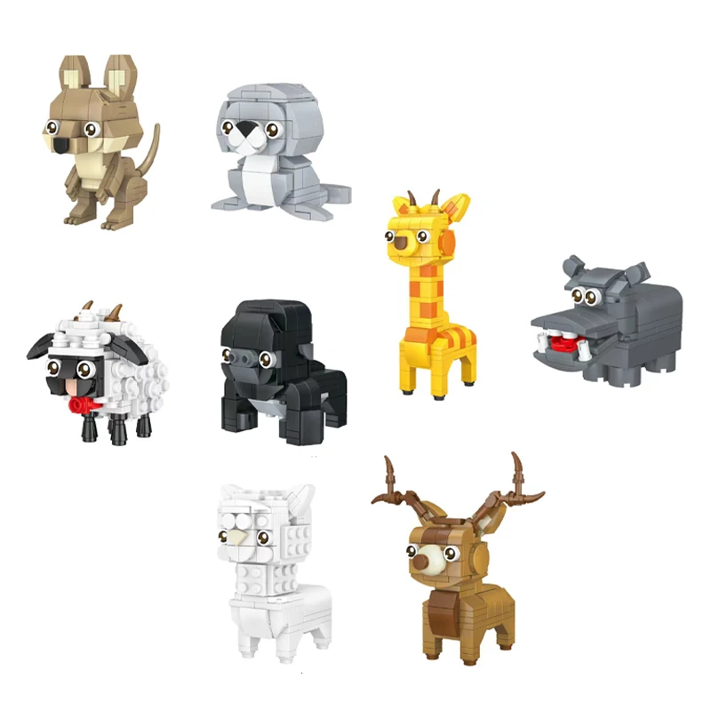 QS Low Price Kids Educational Animal Blocks Bricks Set Toys Multi Style Plastic Mini Cartoon Animals Building Block Toys