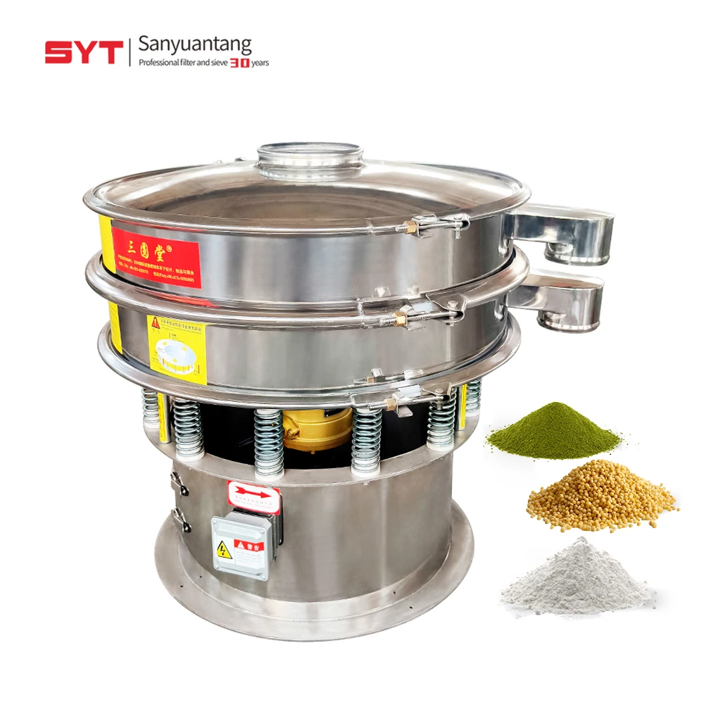 Rotating grain cassava milk powder granules corn cocoa wheat flour food spice powder round vibrating screen machine