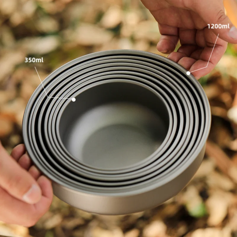Picnic Lightweight Pan Titanium Cookware Plate Dishes Round Outdoor Camping Dish Titanium Bowl