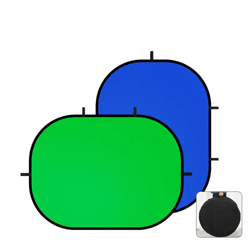 Collapsible Double Side Blue Green Screen Solid Color Photography Backdrop Polyester Online Live Stream Video Studio Backgrounds