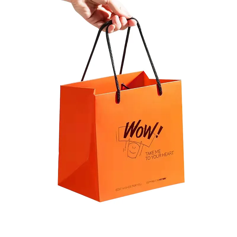 factory custom fashion satin drawstring boutique shopper gift paper kraft bag with print your own logo