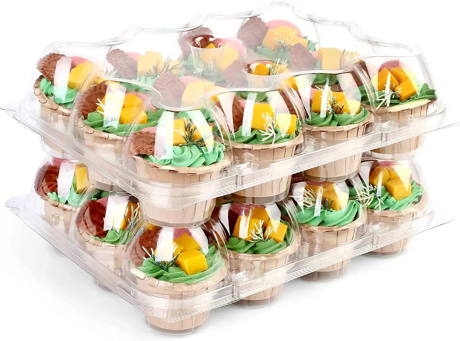 Custom 1 2 4 6 12 Cupcake Carrier Holders Clear Plastic Blister Clamshell Containers Dessert Muffins Packaging Box With Dome Lid