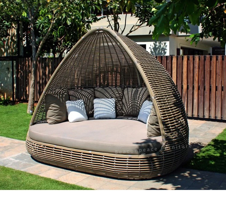 Other beds beach rattan sun day bed outdoor furniture cabana sunbeds for hotel
