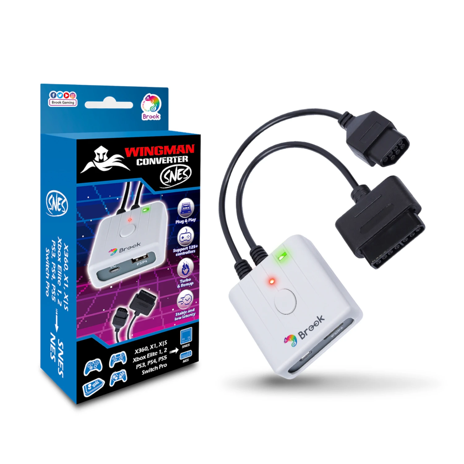 Brook Wingman for SNES Converter for Xbox Elite 1&2 Controller for PS5 Gamepad Adapter for NES/SFC/FC Gaming Console Wire Port