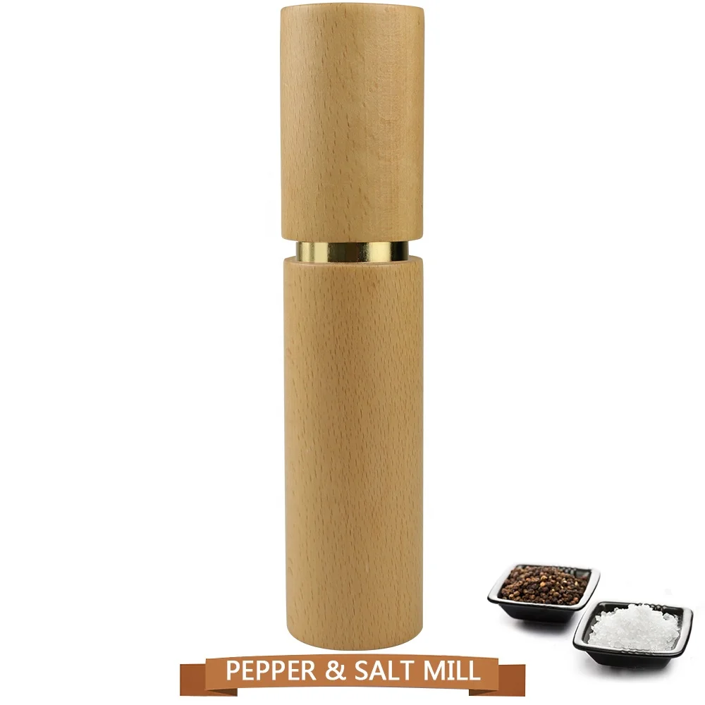 Elegant Design 9 inch wood ceramic manual gravity salt and pepper grinder