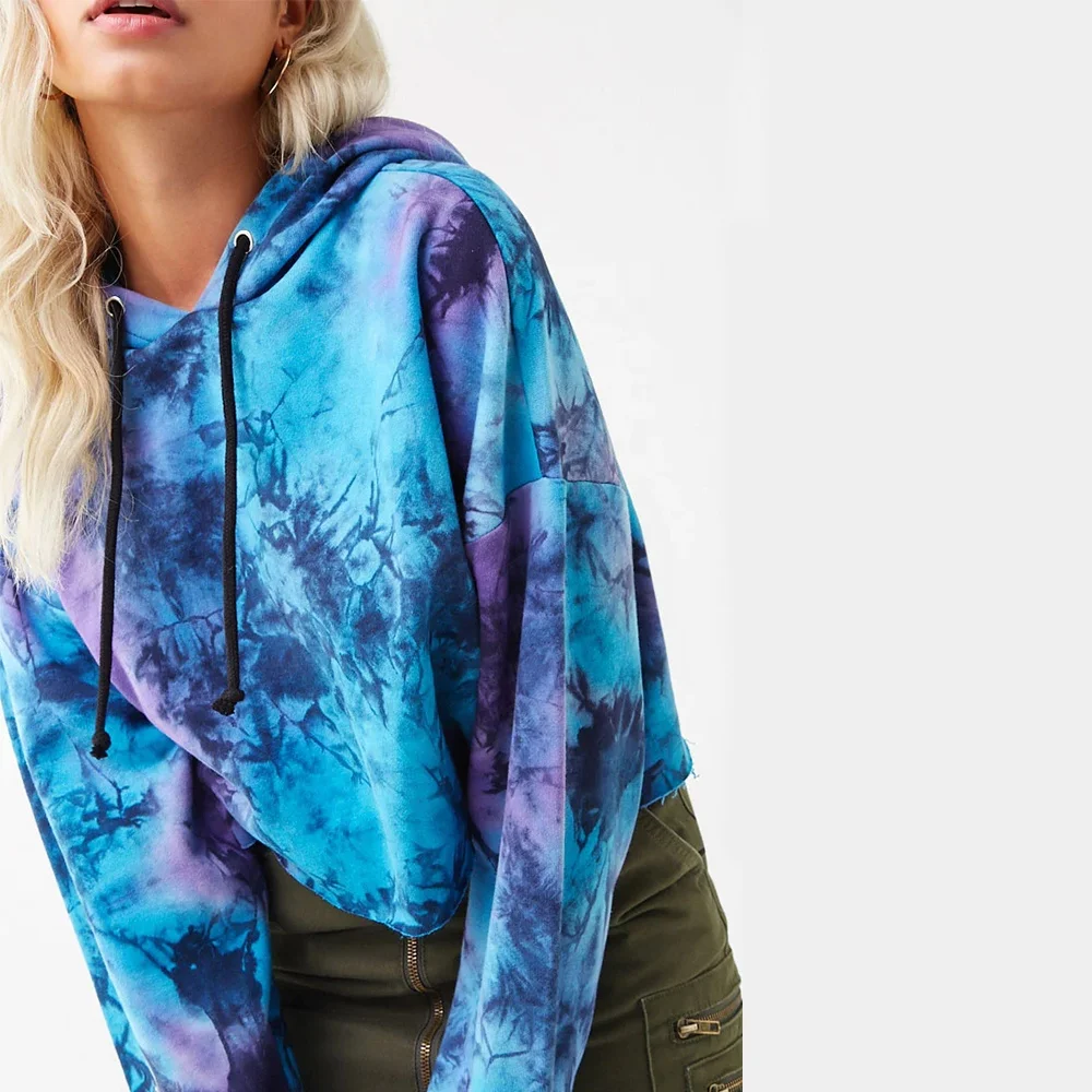 Designer Multi Color Fashion Hoody High Quality French Terry Sweatshirts Tie Dye Crop Top Hoodie For Women Womens Hoodies