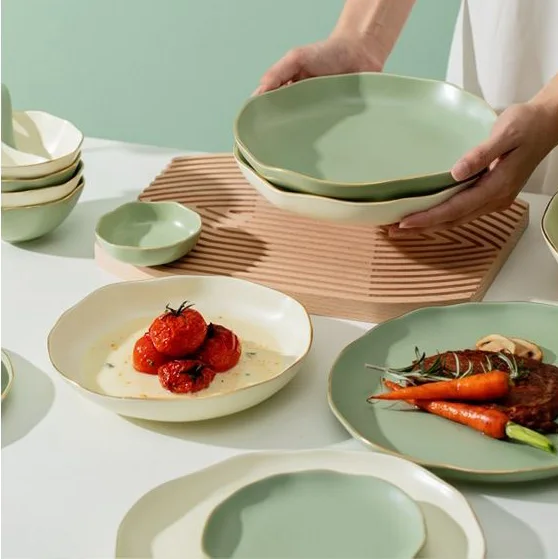 Nordic wholesale restaurant tableware crockery dinner plates bowls sets ceramic dinner set for home