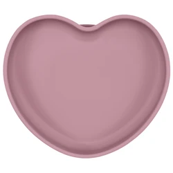 Popular Food Grade Baby Durable Cute Heart Shape Soft Safety Anti Drop Silicone Suction Plate Feeding Tableware For Newborn