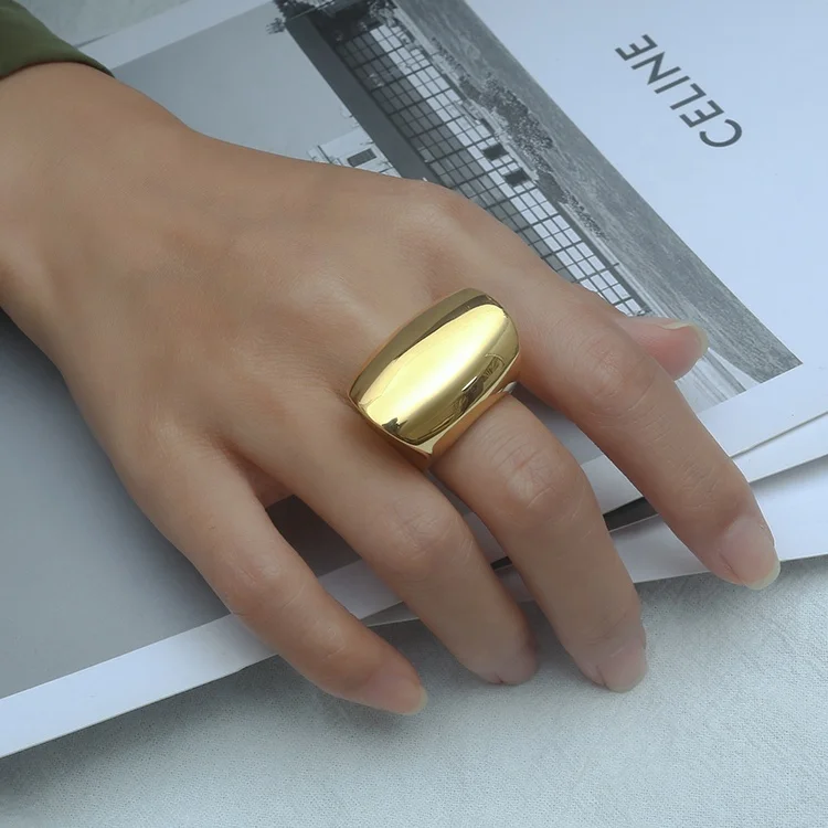 Wholesale New Design Punk Stainless Steel Geometric Solid Polished Big Finger Rings