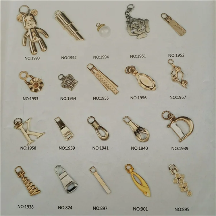 animal Bear fish butterfly palm peach heart-shaped five-pointed star letter metal zipper slider puller pendant pull parts