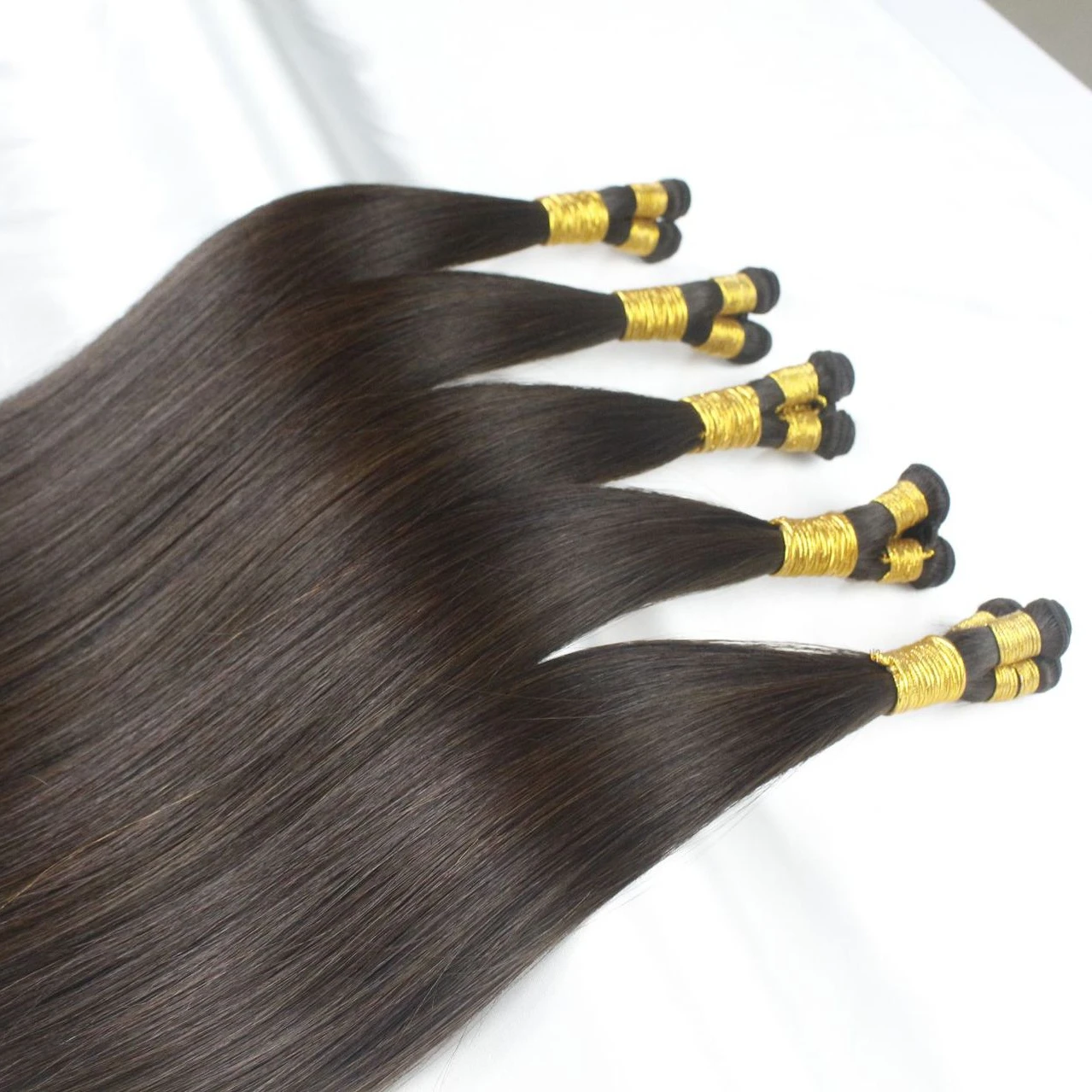 Cuticle Aligned 100% Virgin Russian Human Hair Invisible Hand Tied Weft Natural Color Genius Weft Hair Extensions