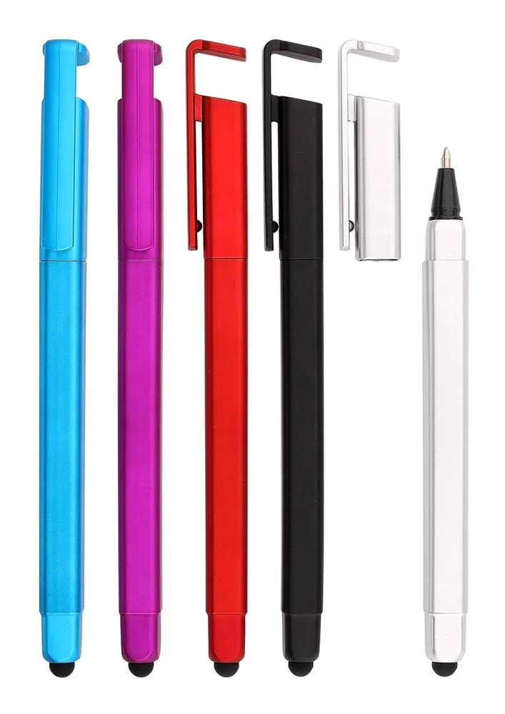 wholesale promotional items touch screen 4 In 1 Multifunction Stylus pen pencil Phone stand Holder QR Code gel pens with stylus