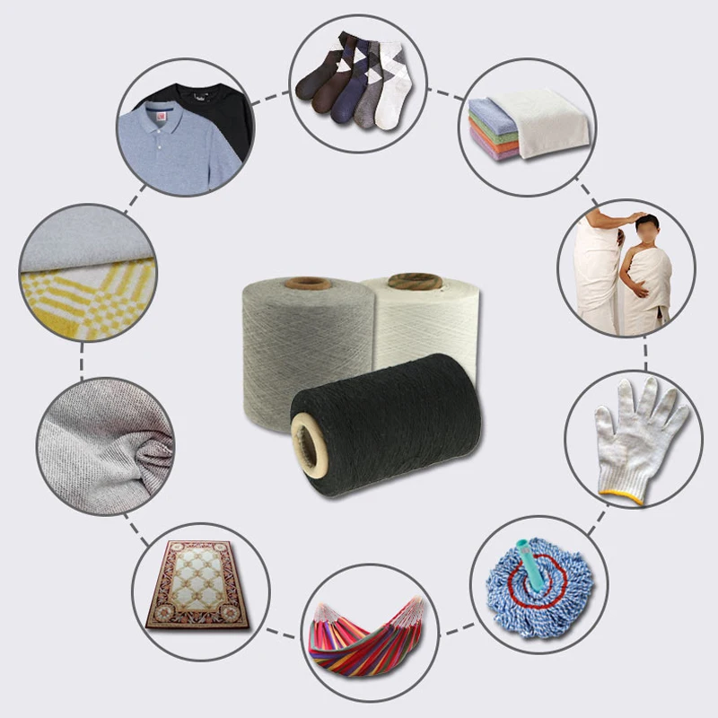 GRS certified Regenerated cotton yarn for knitting gloves socks, fabric recycled blended yarn