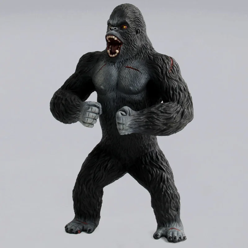 Однотонная Игрушечная модель Godzill vs King Kong с черным мехом животного gorilla