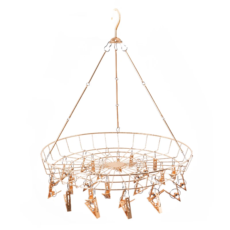 Wholesale Multi-Clips Hanger For Socks Stainless Steel Metal Socks Rack With Basket And Clips