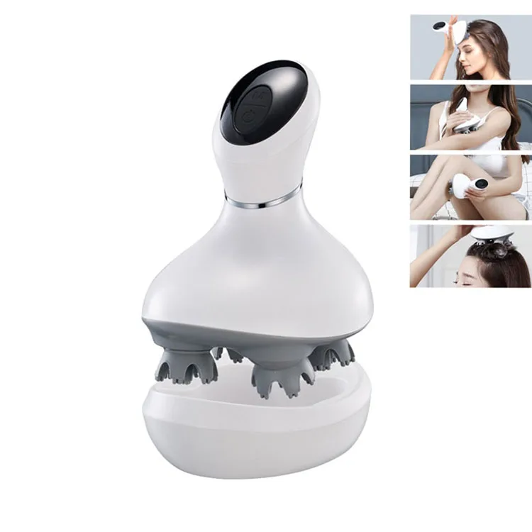 Hot Selling Automatic Hand Held Easy Use Deep Tissue Kneading Vibrating Scalp Massager Electric Silicone Head Massager