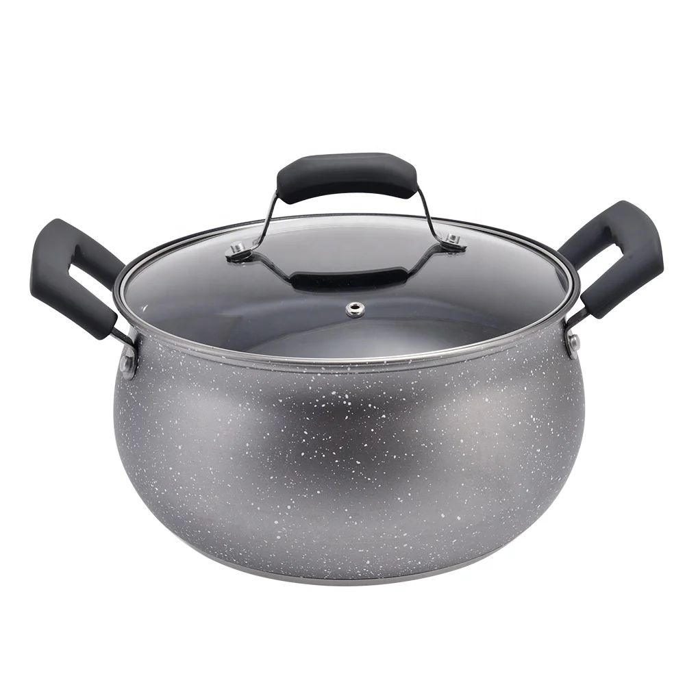 Belly Shape Pot Soup Gray Stainless Steel Cooking Pot Casseroles Non-sticker Cookware Set With Heat Resistance Handle