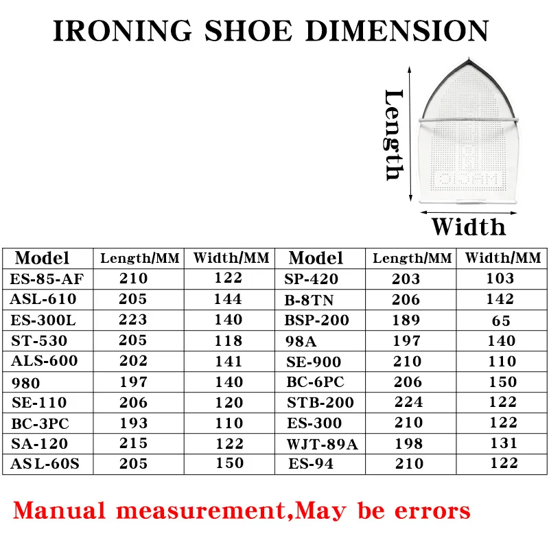 Ironing shoe for steam iron and Electric iron for ironing clothes in garment factory 94B ES-85-AF ASL-610 Sewing machine parts