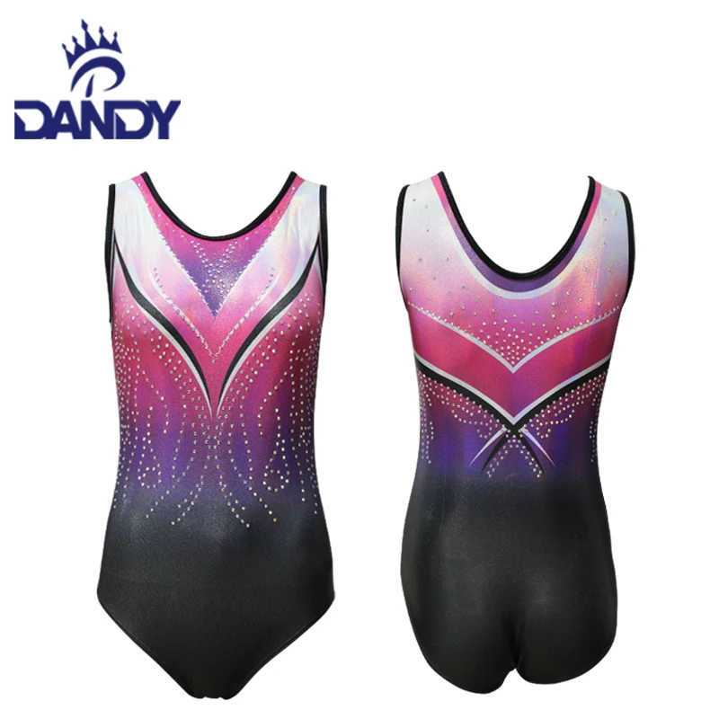 Customized Baby Sleeveless Dance Wear Woman Gymnastics Competition Black Leotards Performance Wear Kids Bodysuit Leotard