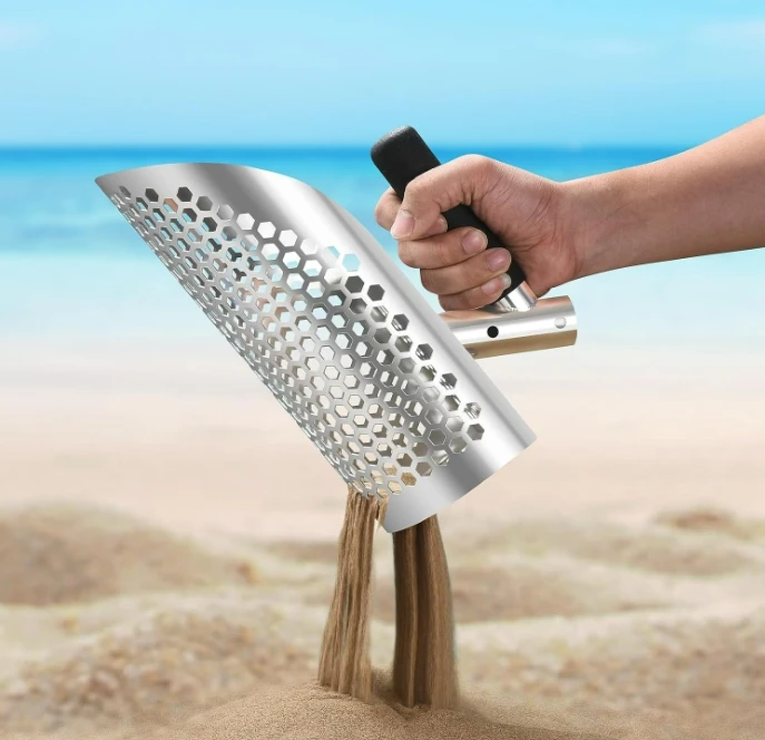 Sand Sifting Treasure HuntingMetal Detector Accessories Beach Heavy Duty Shovel Sand Sifter Stainless Steel Sand Scoop