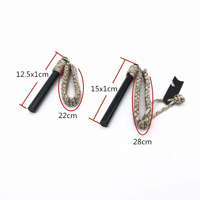 Outdoor survival kit magnesium flint stone rod fire starter with 550 paracord bracelet