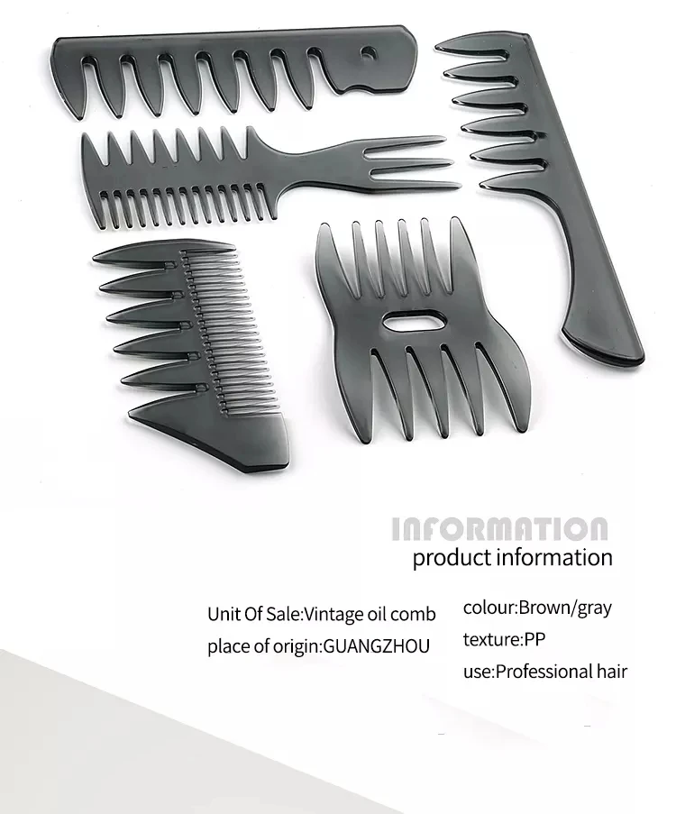 Professional Durable Use Men  Large Comb Three-sided Multi-functional Highlight Oil Head Comb