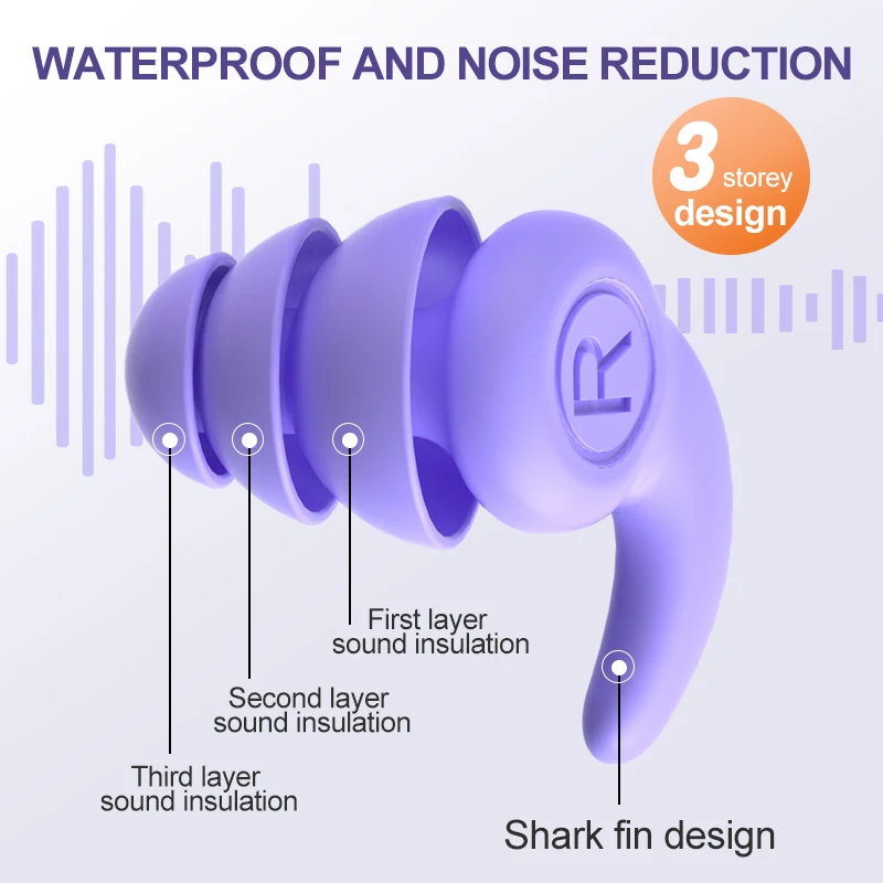 Fourth generation nano silicone noise reduction earplugs 3layers noise cancelling children adults waterproof earplugs anti noise