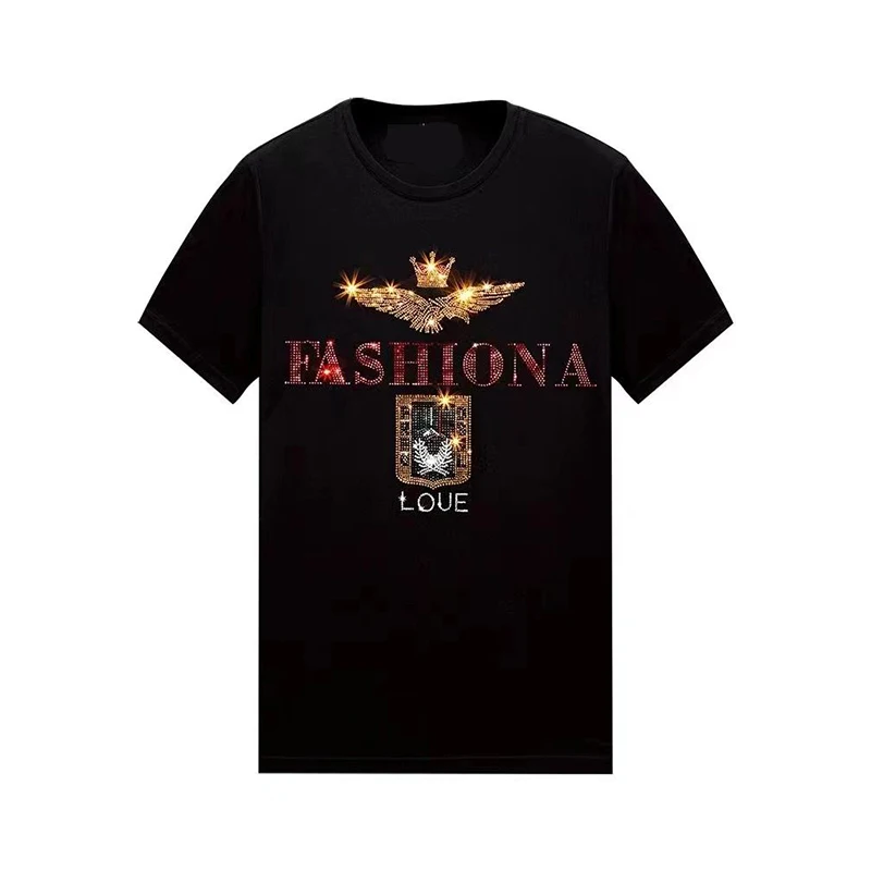 Wholesale Cheap Custom Dtf Vinyl Heat Transfers T-Shirts Logo Pvc Garment Rhinestones Transfer Printing Sticker For Clothes