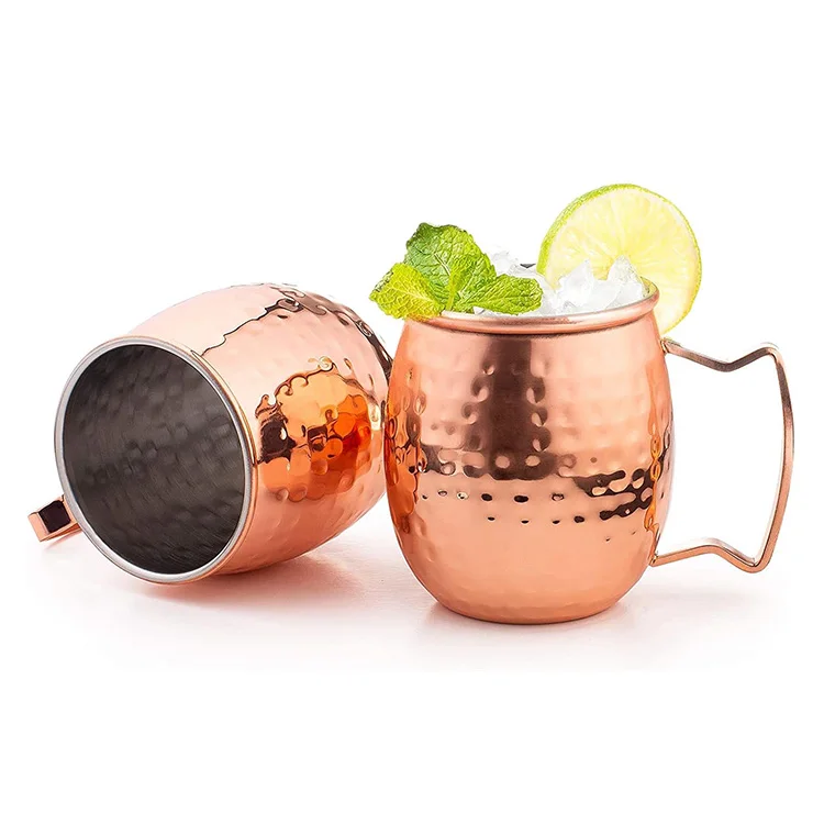 Hot Selling Custom Hammer Copper Moscow Mule Mug Modern Design Eco-friendly Stainless Steel Metal 500ml Capacity