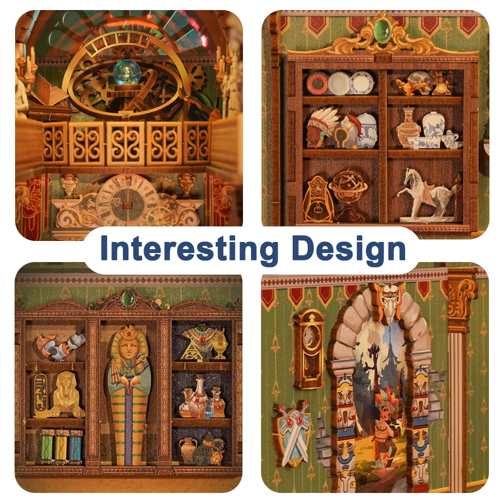 Tonecheer Spacetime Museum TQ133 3D Wooden Book Nook Miniature Kit Assembled Toys Model For Adults Decorations