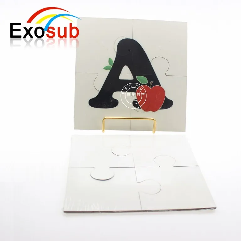 4 pieces laser die cut wood blank jigsaw puzzle for kids