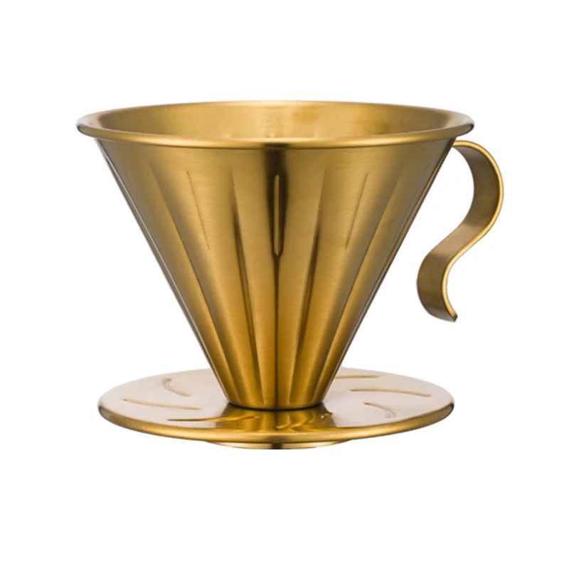 Custom Manual Hand Portable 304 Stand Pour Over Reusable Stainless Steel Filter Cup Coffee Dripper