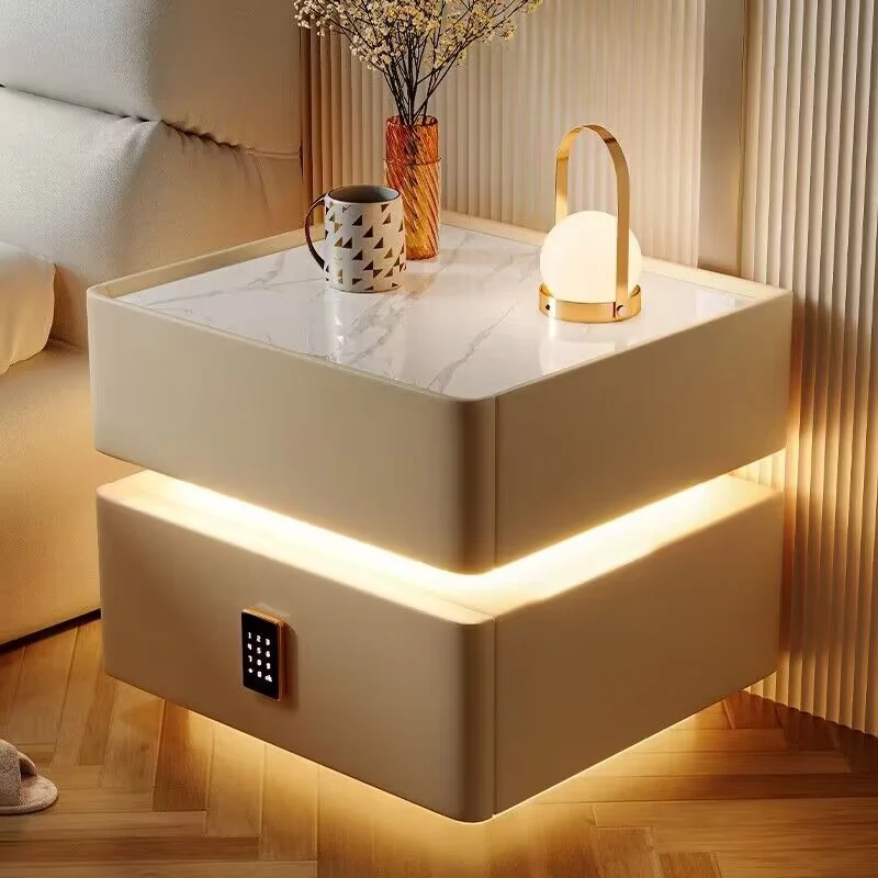 The latest design intelligent bedside table Multi-functional bedroom side cabinet with lamp bedside table