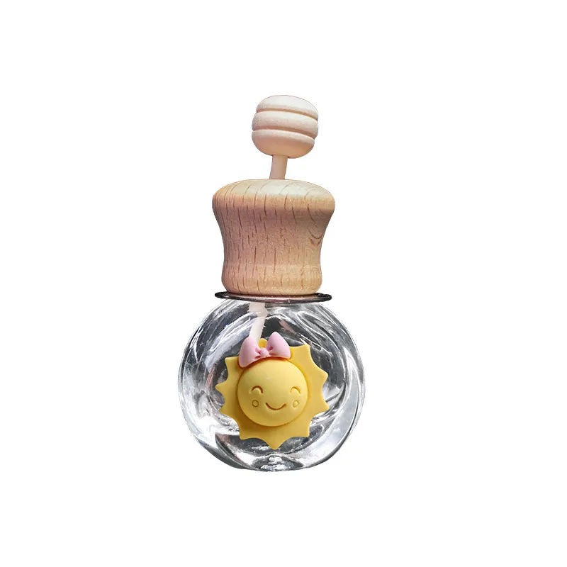 Car Fragrance Empty Glass Bottle Cute Car Air Freshener Bottle Perfume Clip Air Vent Outlet Aromatherapy Essential Oils Diffuser