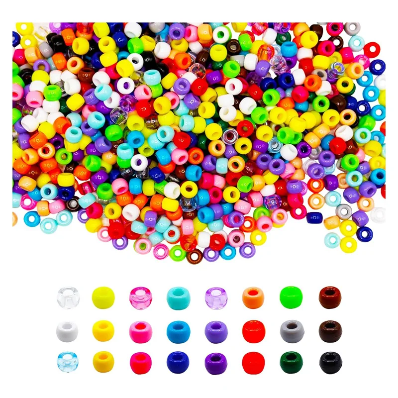 1200 Pcs Pony Beads for Bracelet Making, plastic Beads for Hair Braiding, DIY Crafts,  Key Chains and Ornaments Decorations