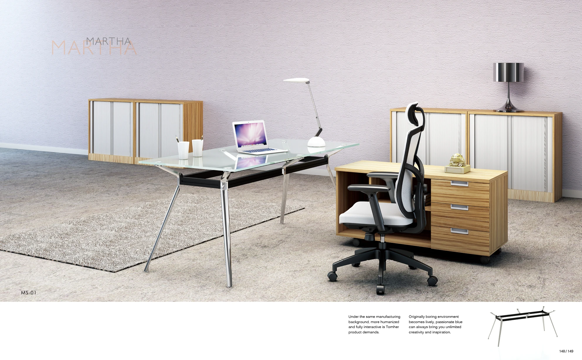 
FKS-HD-ED024 Modern glass top office desk 