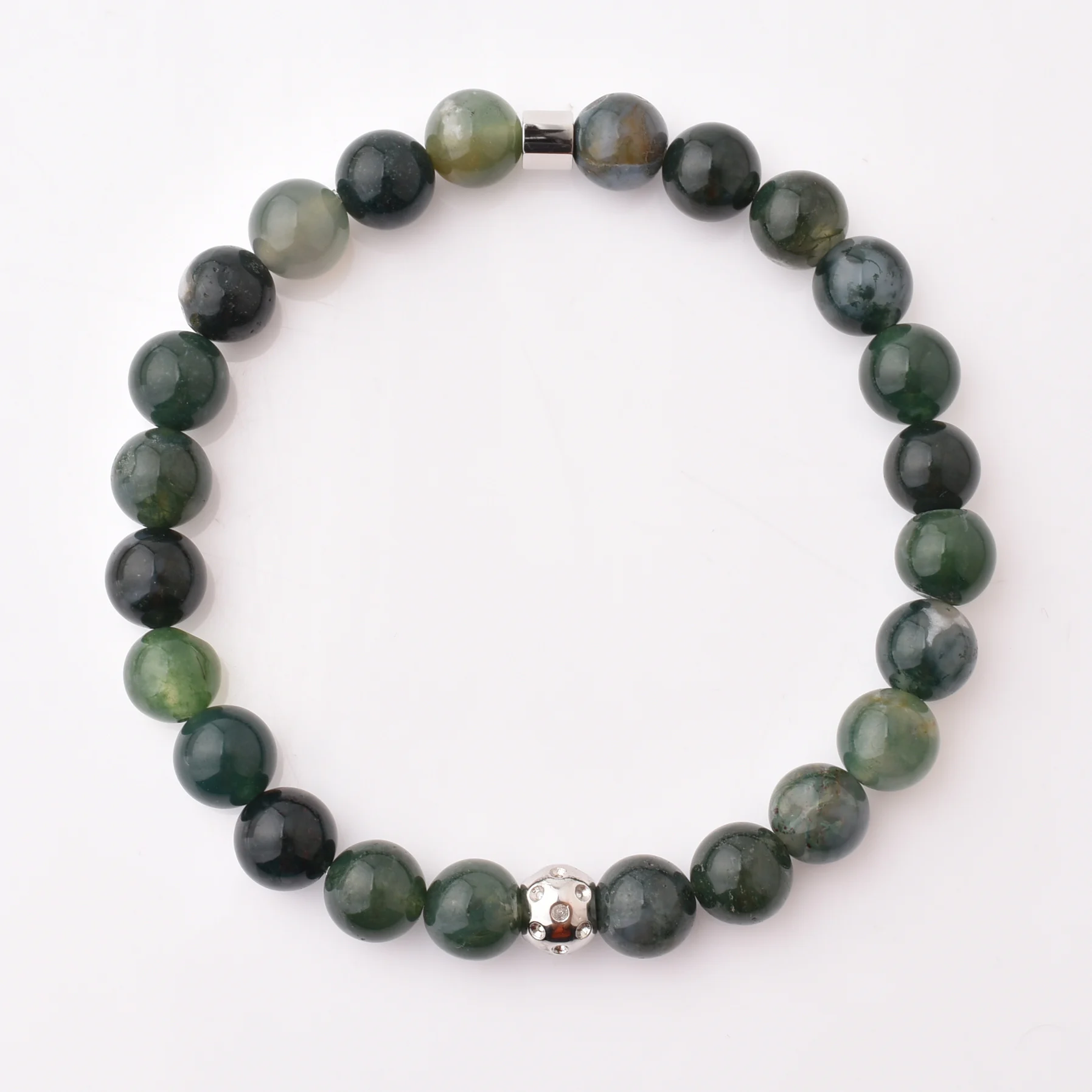 Factory Direct Sale Metal Silver Round Charm Bracelet Cloud Crystal Mix Color Gemstone Lucky Miyuki Beads Elastic Bracelet