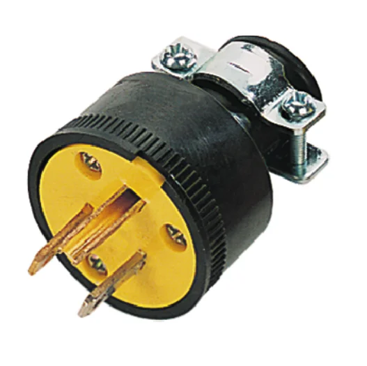 
three pins yellow grounding NEMA 5-15P Plug socket with rubber 