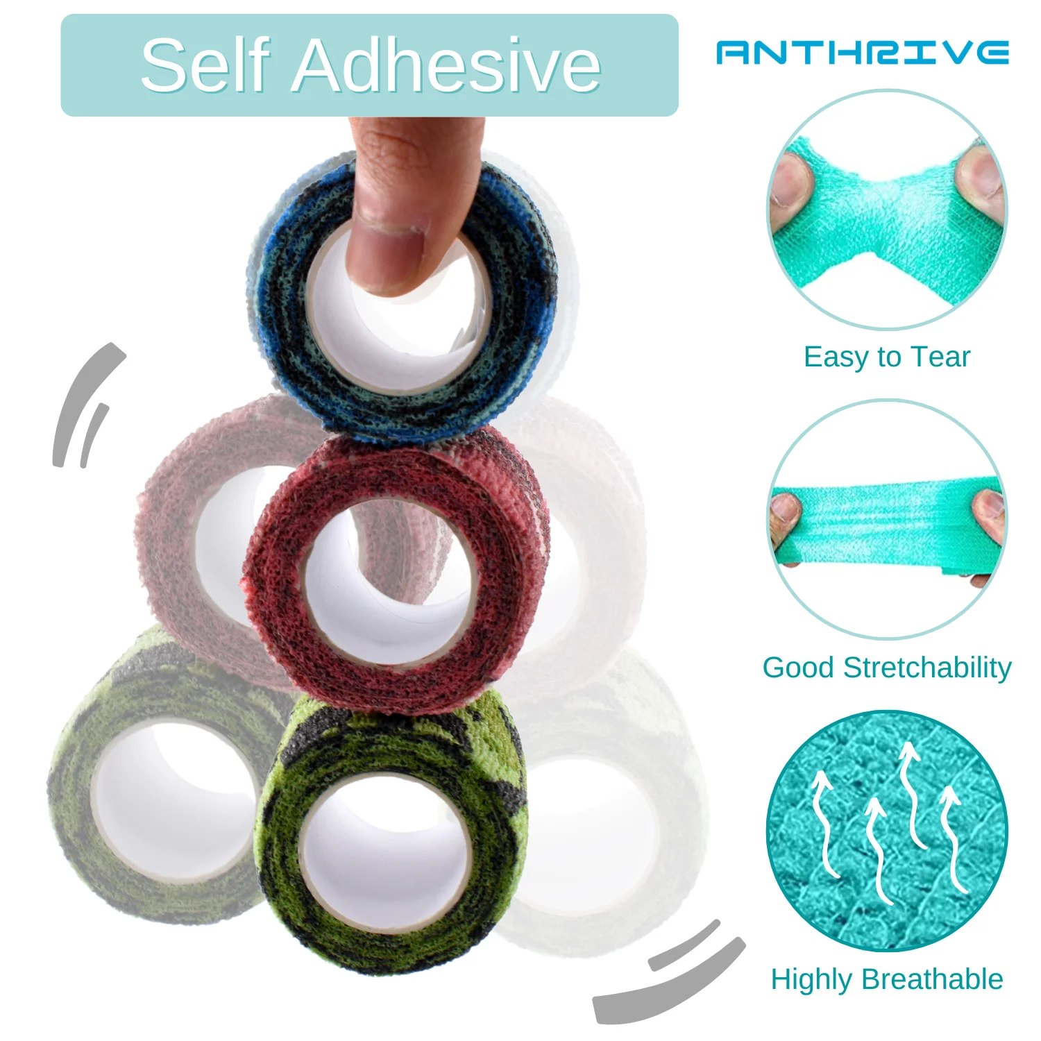 Anthrive Custom 5cm Non Woven Wrap Animal Self Adhesive Adherent Vet Cotton Dog Pet Self-Adhesive Elastic Cohesive Bandage